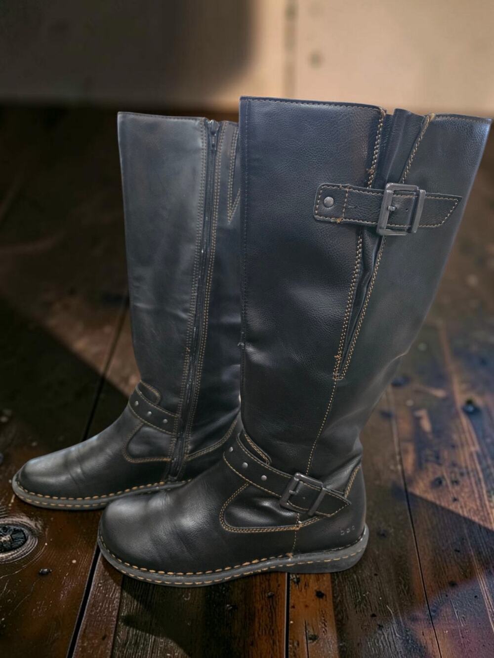 B.O.C. BOC Mays Tall Riding Dress Boots Women's Black Faux Leather 16” Size 8.5